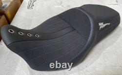 OS&D Advanblack SIK Baggers Blue Stitching Seat for'09-'23 Harley Touring