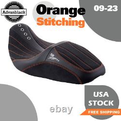 SIK Baggers Orange Stitching Seat For 2009-2023 Harley Touring by Advanblack