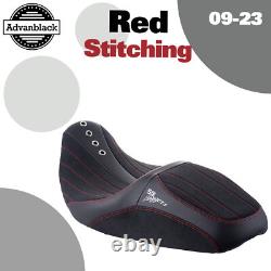 SIK Baggers Red Stitching Seat For 2009-2023 Harley Touring by Advanblack