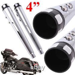 Slip On Mufflers 4 Exhaust Pipe for Harley Touring 1995-2016 Bagger Pair Chrome