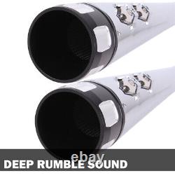 Slip On Mufflers 4 Exhaust Pipe for Harley Touring 1995-2016 Bagger Pair Chrome