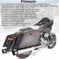 Slip On Mufflers 4 Exhaust Pipe for Harley Touring 1995-2016 Bagger Pair Chrome