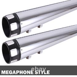 Slip On Mufflers 4 Exhaust Pipe for Harley Touring 1995-2016 Bagger Pair Chrome