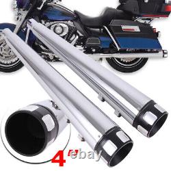 Slip On Mufflers 4 Exhaust Pipe for Harley Touring 1995-2016 Bagger Pair Chrome
