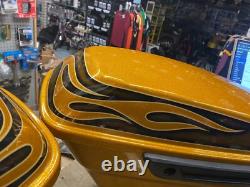 Street Glide Special Saddlebags Hard Candy Gold Flake Harley FLHX Bagger Flames