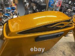 Street Glide Special Saddlebags Hard Candy Gold Flake Harley FLHX Bagger Flames