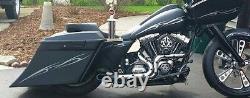Stretched Saddlebags Down Out 6 Touring Harley Bagger Overlay Fender 6.5 09-13